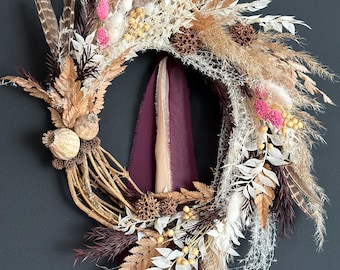 Corona de flores secas para granja, corona para todo el año, corona para puerta de entrada, corona de boda, corona decorativa, coronas boho, coronas de pared, corona seca,