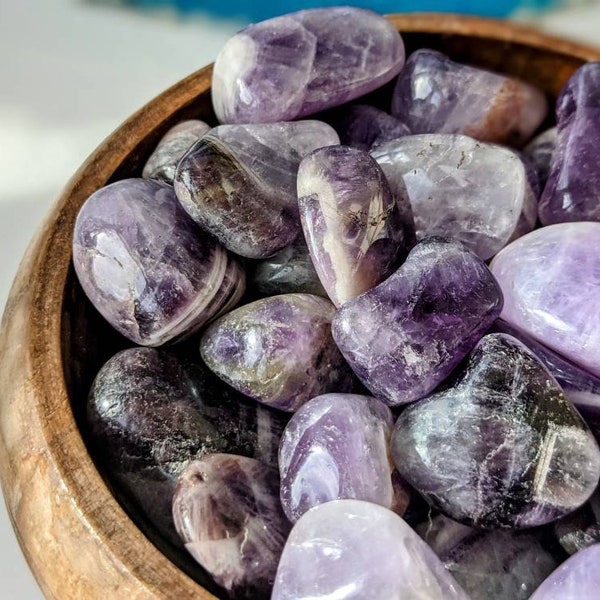 Amethyst Chevron - 0.25kg - Bulk - Approx 30 tumbled stones.