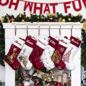 Set of 4, 5 or 6 Family Christmas Stockings, Stockings, Boots, Christmas, Holiday Decor