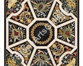 Black Marble 3 39 x3 39 Inlaid Coffee Table Italian Marquetry Floral Gemstone Art Christmas Gift