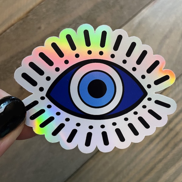 Evil Eye All Seeing Eye Holographic Vinyl Waterproof Stickers 2 | Laptop Decal | Hydro Flask | Sticker Pack |