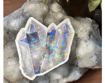 Holographic Smokey Quartz Crystal Sticker: Waterproof Vinyl Decal