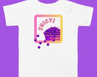 Juicy Blueberry Toddler T-Shirt: Kid's Fruit Design, 100% Cotton