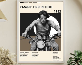 Poster Su Tela Rambo First Blood - Stampa Artistica Da Parete 40x60 Cm - Decorazione Vintage Per Soggiorno, Camera, Ufficio - Idea Regalo Per Appassionati