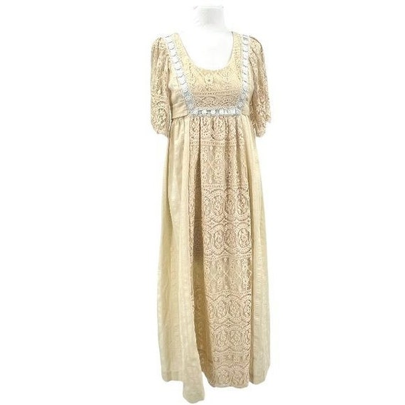 Vintage 1970s Ivory Cotton and Lace Boho Prom Fes… - image 8