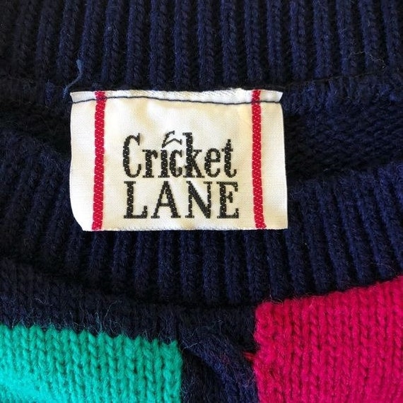 Vintage 80s Cricket Lane Oversized Color Block Sweate… Gem