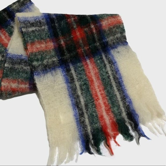 Vintage Tartan Plaid Wool Scarf