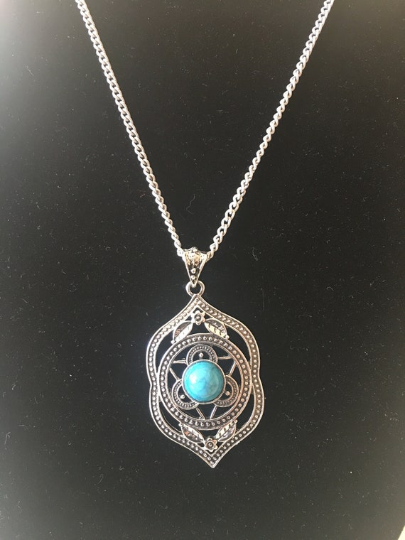 Antique turquoise pendant necklace Etsy