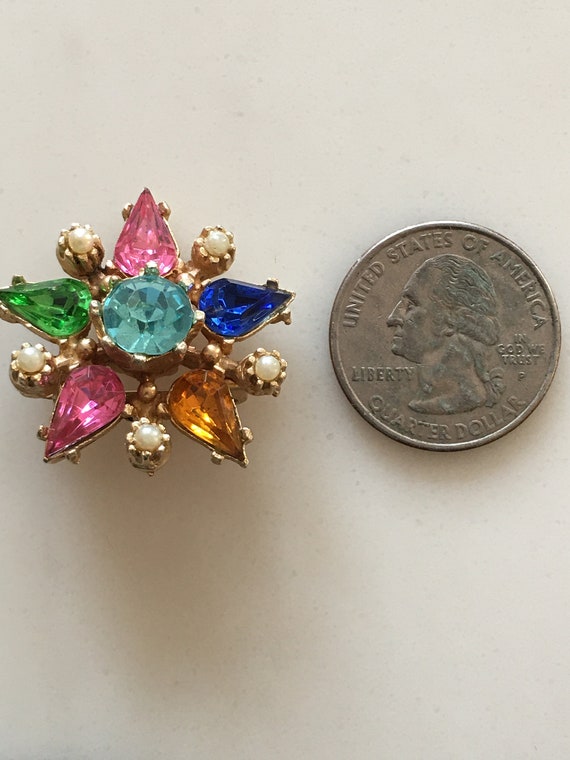 Beautiful antique multi colored crystal pin - image 3