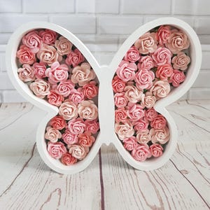 Flowered butterfly, girls room, fillable, wooden shape decoration, shelf ornament, floral décor, Nursery accessories, Birthday new baby gift immagine 4