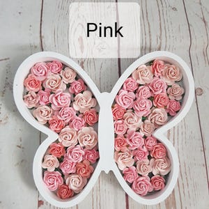 Flowered butterfly, girls room, fillable, wooden shape decoration, shelf ornament, floral décor, Nursery accessories, Birthday new baby gift immagine 8