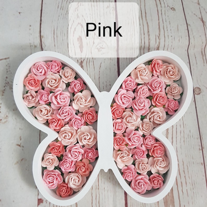 Flowered butterfly, girls room, fillable, wooden shape decoration, shelf ornament, floral décor, Nursery accessories, Birthday new baby gift immagine 8