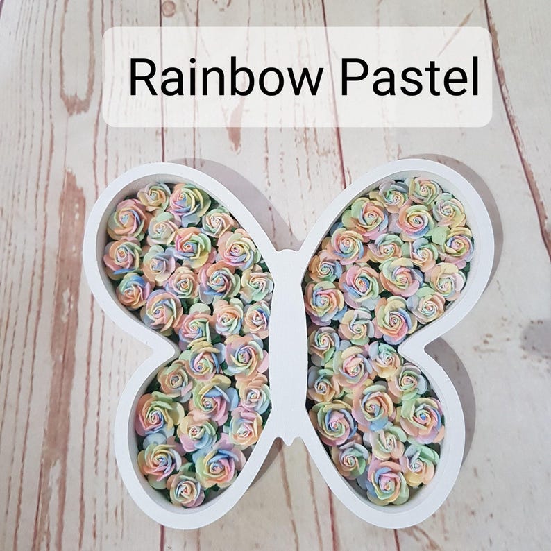 Flowered butterfly, girls room, fillable, wooden shape decoration, shelf ornament, floral décor, Nursery accessories, Birthday new baby gift immagine 9