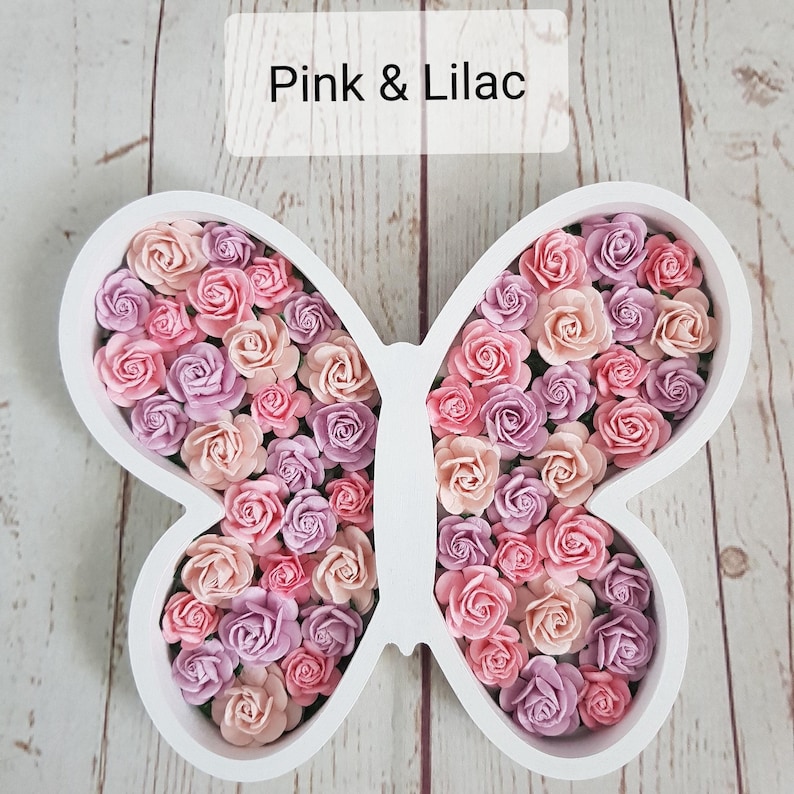 Flowered butterfly, girls room, fillable, wooden shape decoration, shelf ornament, floral décor, Nursery accessories, Birthday new baby gift immagine 5