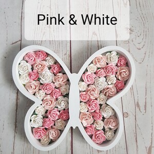 Flowered butterfly, girls room, fillable, wooden shape decoration, shelf ornament, floral décor, Nursery accessories, Birthday new baby gift immagine 7