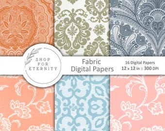 Neutral Fabric Texture Digital Paper: Linen & Cotton Backgrounds (Digital Download)