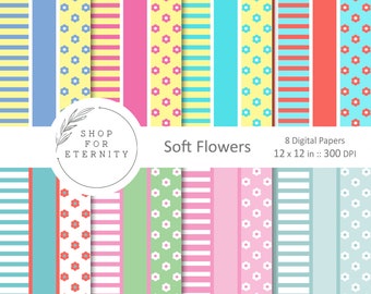 Aquarell Blumen Clipart - Pastell Blumen Digital Papier (Digitaler Download)
