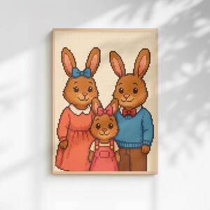 Rabbit Family Nursery Wall Art – Woodland Bunny Printable, Animal Nursery Decor, Baby Room Art, Forest Animal Digital Download