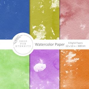 Watercolor Digital Paper - Pastel Textures Backgrounds - 12x12&quot; JPG Scrapbook Paper - Printable Craft Paper for Junk Journals & Invitations
