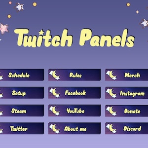 Moon Clounds Twitch Panels - Custom Twitch Panels - Stream Panels for Streaming