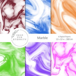 Marble Digital Paper, White Gray Marble Textures, 6 JPG Backgrounds, Modern Stone Clipart, Printable Paper for Scrapbooking & Crafts