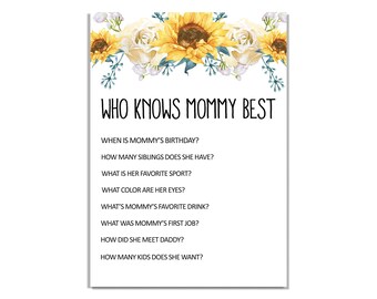 Who Knows Mommy Baby Shower Game – Printable Party Quiz (PDF Format