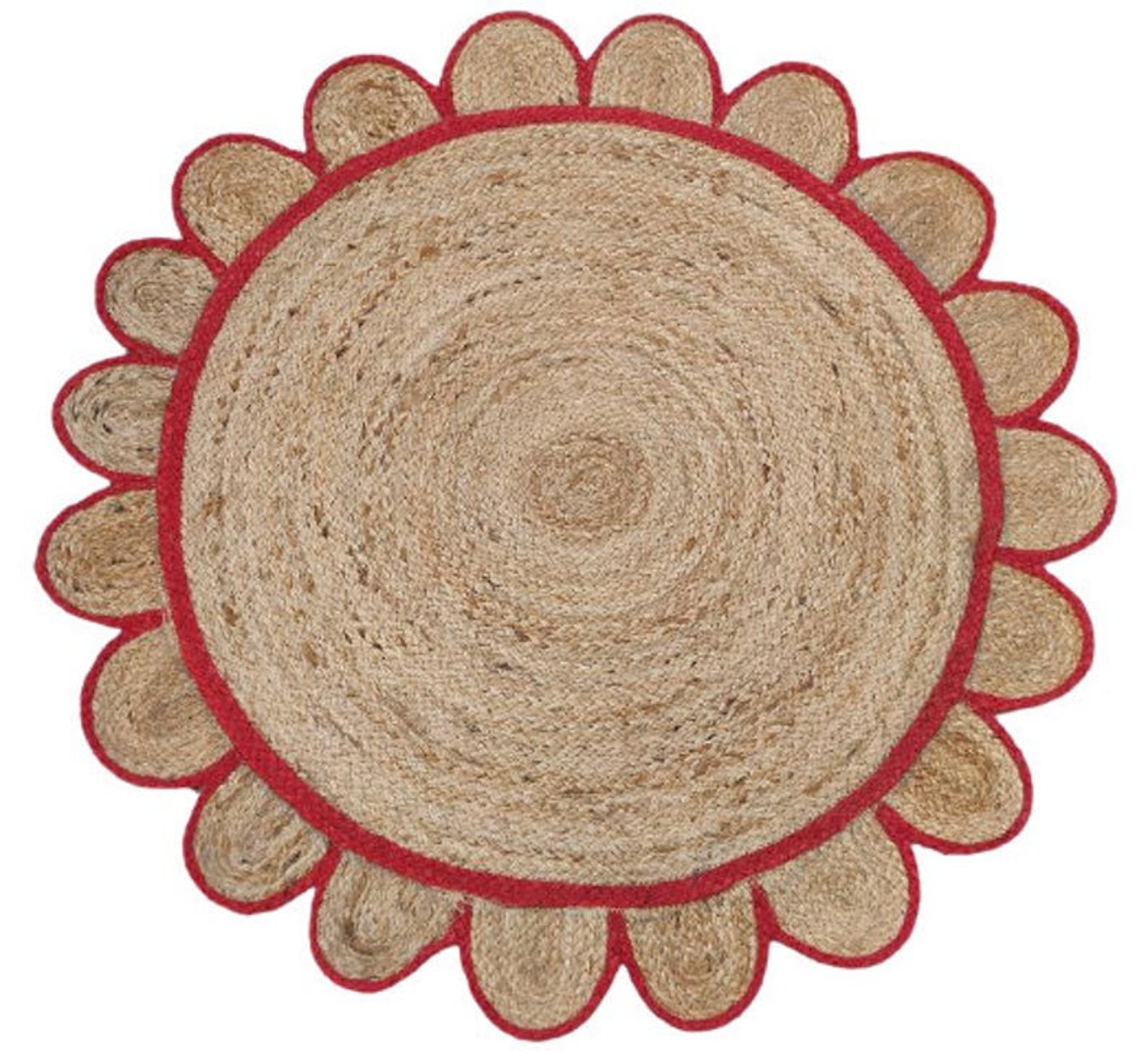 Round Rug Scalloped Jute Area Rug Bohemian Rug Handmade Round Etsy UK