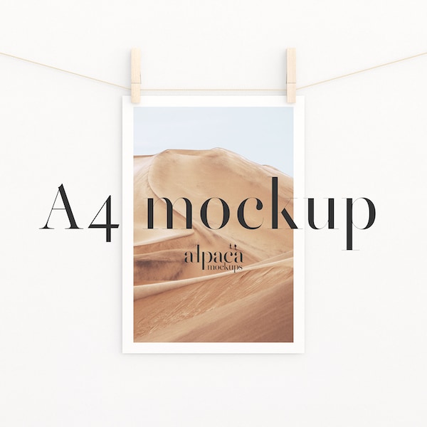 A4 A3 A2 Print Mockup, Wooden Hanger, Modern Mockup, Wall Art Mockup, Print Mockup, Digital Frame, Clean Mockup, Simple Mockup, Print Hanger