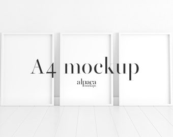 Set of 3 White Frame Mockup, Modern Print Mockup (Digital Download)