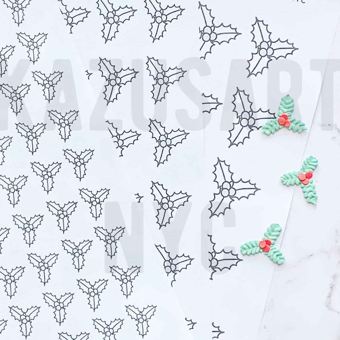Holly Berry Icing Transfers 3 Sizes 3 Sheets Etsy