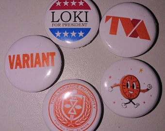 Set of 5 Loki inspired pin badges by Pure Geek