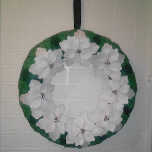 Handmade Felt White Christmas Amaryllis Flower Wreath