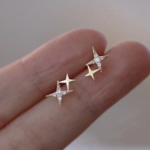 925 Sterling Silver Earrings, Micro Inlaid Earrings, Earring for Women, Birthday Gift, Star Earrings, Small Cute Earrings