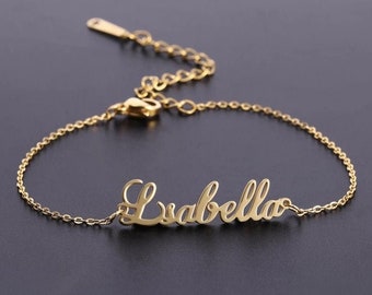 18K Custom Name Anklet, Nameplate Anklet, Gift For Women, Gold Filled Anklet, Minimalist Jewelry, Gift For Her