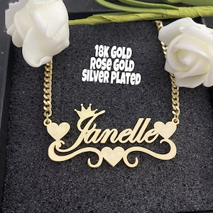 18K Custom Name Necklace, Customized Gift, Heart Name Necklace, Personalized Name Necklace, Nameplate Necklace, Gift for her