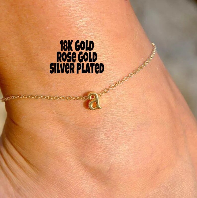 18K Custom Letter Anklet / Initial Anklet / Customized Gift / Etsy