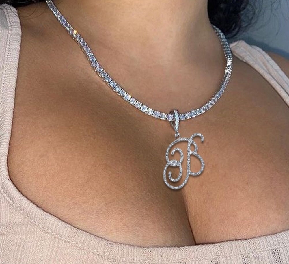 Inspired from our childhood girl crush, Regina George 🤭 Pave Diamond  Initial Pendant in Tennis Necklace 💎 #myoneandonlySIA