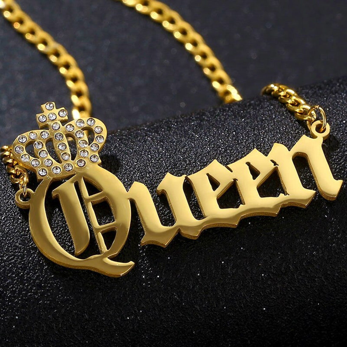 Custom Name Necklace - Personalized Initial Alphabet Choker With Hanging Letters, Gold/Silver/Rose Gold, Gift For Women
