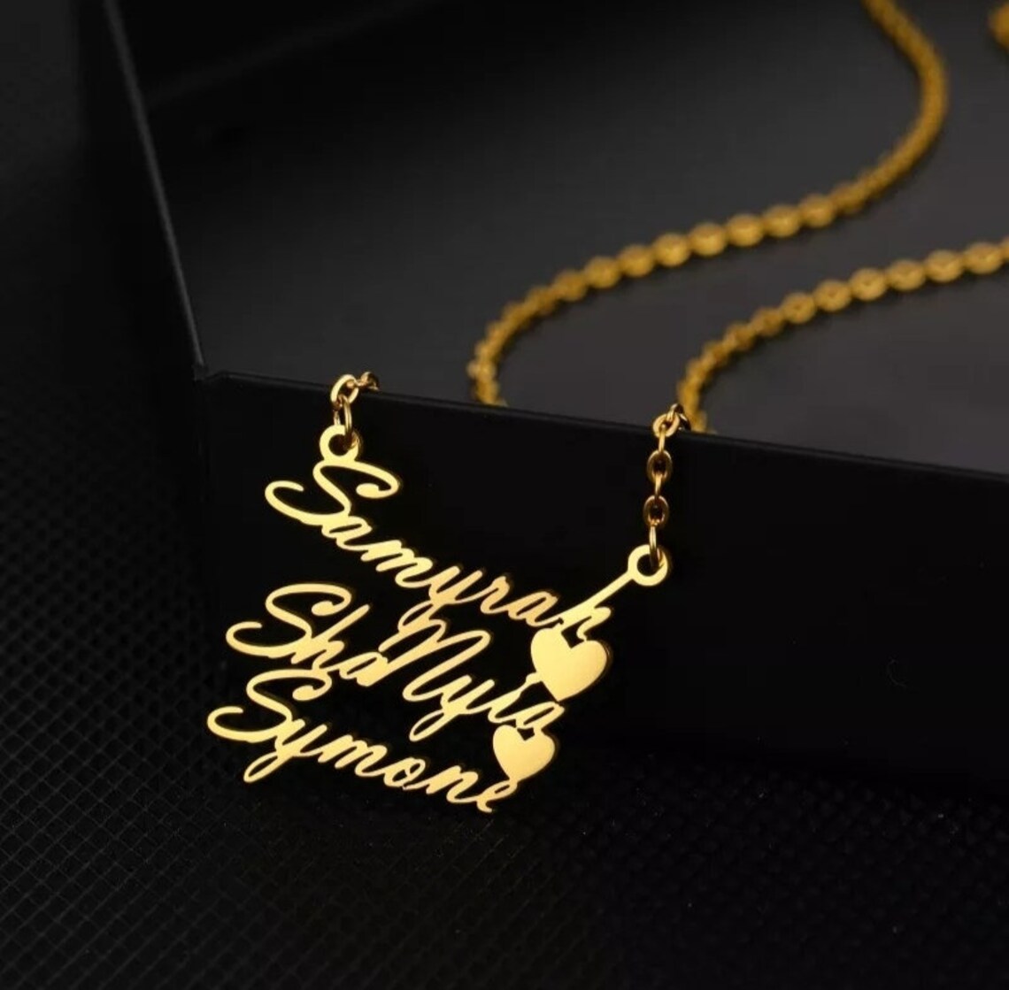 Custom Name Necklace Customized Gift Three Name Necklace Etsy