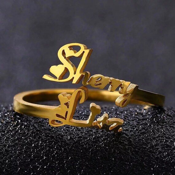 Custom two row name ring sale