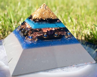 Third Eye Orgone Pyramid ~ Large Organite Pyramid ~ EMF Protection ~ Lemurian Seed, Tanzanite