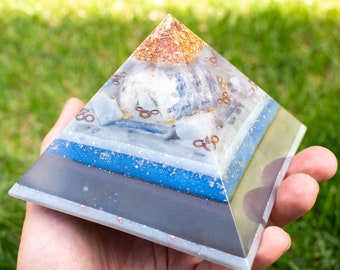 Sodalite Orgone Pyramid ~ Large Organite Pyramid ~ EMF Protection ~ Lemurian Seed Sodalite | Ascension | DNA Activation