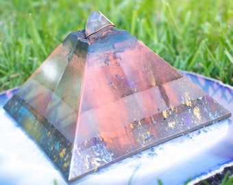 Black Sun Orgone Pyramid | Exposed Crystal Organite Pyramid | EMF Protection | Lemurian Seed Shungite | Energy Healing