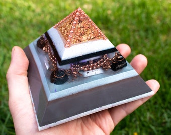 Starseed Orgone Pyramid | Angelite | Crystal Organite Pyramid | EMF Protection | Grounding | Orgone Crystal Art