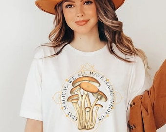 Mystic Mushroom Shirt, Cottagecore, Gothic, Spiritualiteit Shirt Crescent Moon Shirt Dark Academia Mushroom Shirt Magic Mushrooms Witchy Shirt