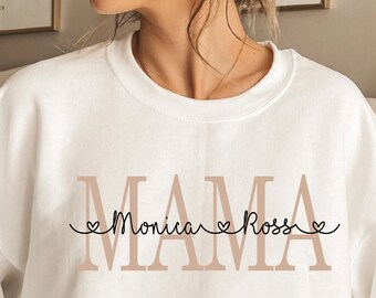 Mama Sweatshirt mit Kind Namen, Mama Sweatshirt Mama Sweatshirt Personalisiert Mama Sweatshirt mit Kinder Namen Muttertag Geschenk Individuell