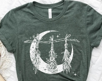 Witchy Moon Herbs Shirt, Witchy Shirt, Pastel Goth, Celestial Shirt, Cottagecore Shirt, Witchy Clothing, Dark Academia shirt