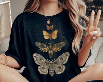 Luna Moth Shirt, Cottagecore, Gothic, Spirituality Shirt, Crescent Moon Shirt Dark Academia Mushroom Shirt Magic Mushrooms Witchy Shirt