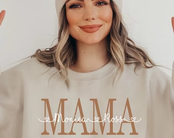 Mama Sweatshirt mit Kindernamen, Custom Mama Sweatshirt Mama Sweater Personalisierte Mama Sweatshirt mit Kindernamen Muttertagsgeschenk Custom