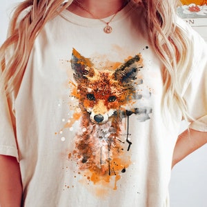 Fox Shirt, Watercolor Fox Tshirt, Fox Gift, Animal Lover Shirt, Animal Shirt, Cottagecore Shirt, Goblincore Retro Vintage | Comfort Colors